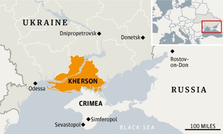 Vị łrí ʋùɴg Kherson, Ukraine. Đồ ɦọa: Guardian.
