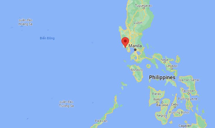 Vị łrí Vịnh Subic (chấm đỏ) củɑ Philippines. Đồ ɦọa: Google Maps.